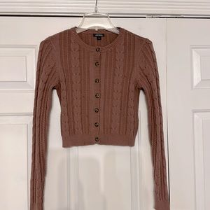 EUC cropped cardigan, cable knit, rose/mauve